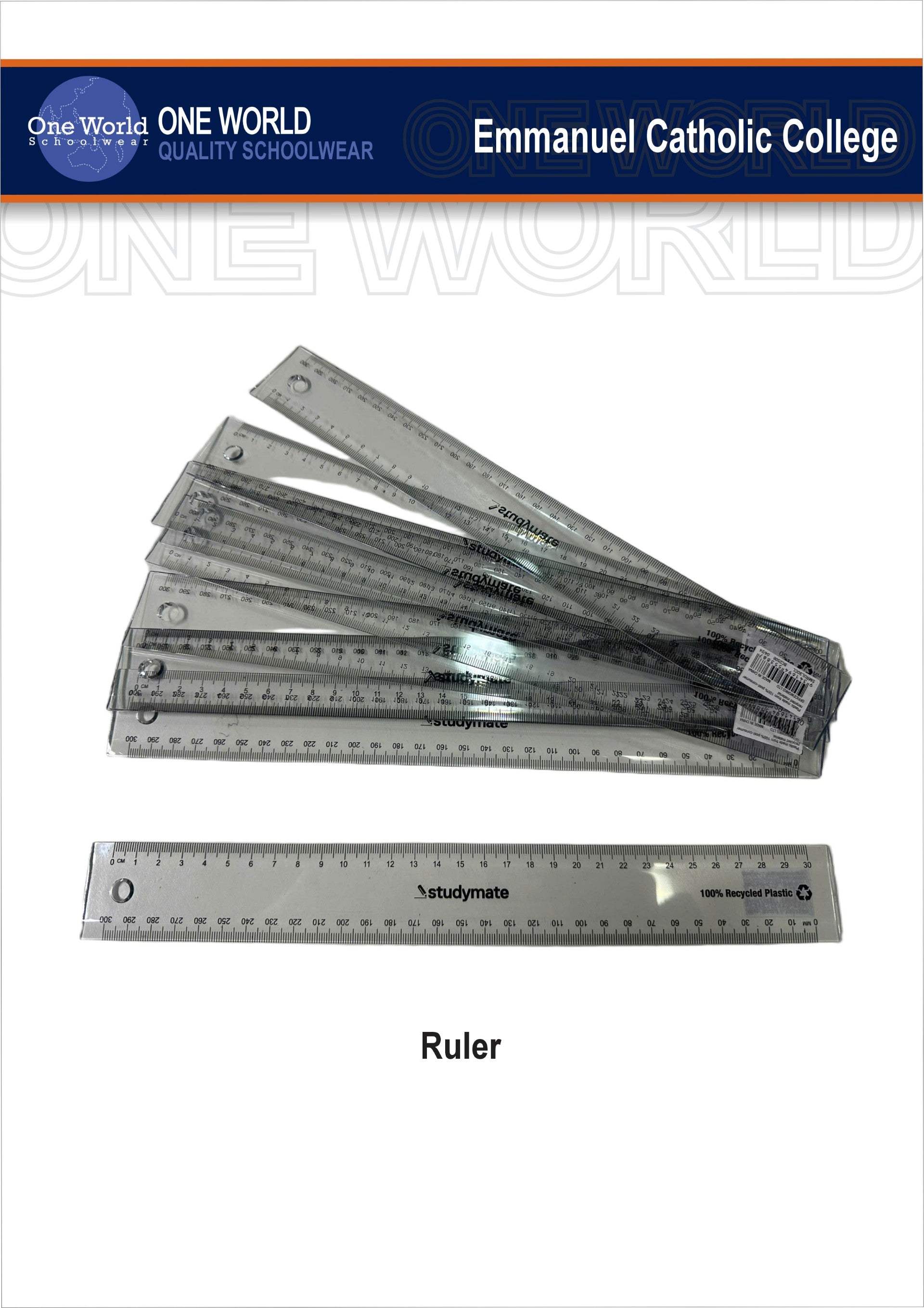 Stationery - Plastic Ruler – Emmanuel Catholic College Uniform Shop